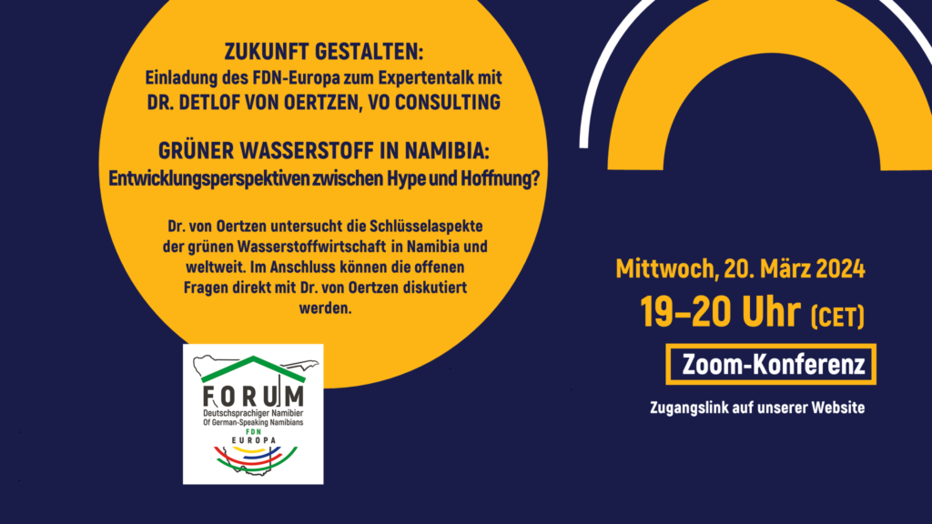 Grüner Wasserstoff in Namibia: Entwicklungsperspektiven zwischen Hype und Hoffnung - Vortrag von Dr. Detlof von Oertzen